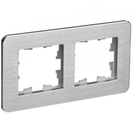 BRITE Рамка 2-местная РУ-2-1-Бр металл алюминий RE AL IEK BR-M22-M-21-K47