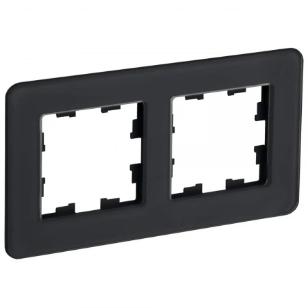 BRITE Рамка 2-местная РУ-2-2-Бр стекло черный RE IEK BR-M22-G-41-K02
