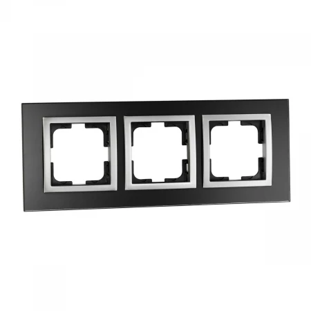 Рамка 3-постовая Mono Electric Style Glass чёрное стекло 107-720000-162