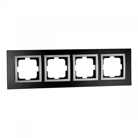 Рамка 4-постовая Mono Electric Style Glass чёрное стекло 107-720000-163