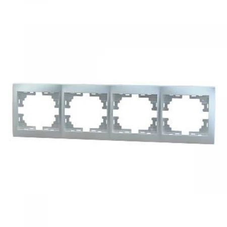 Рамка 4-ая горизонтальная Lezard Mira серебро 701-1000-149