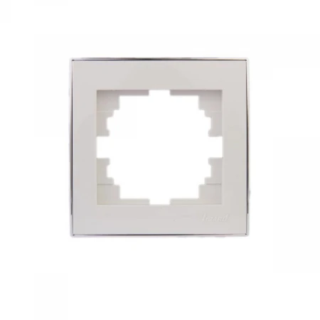 Рамка 1-ая горизонтальная Lezard Rain белая с бок. вст. хром 703-0225-146
