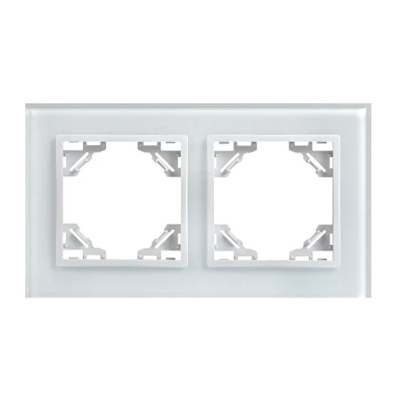 Минск Рамка 2-местная стеклянная белая EKF Basic ERM-G-402-10
