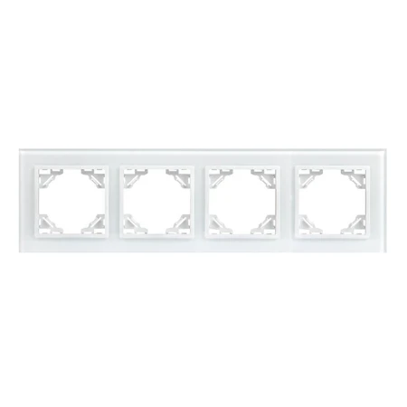 Минск Рамка 4-местная стеклянная белая EKF Basic ERM-G-404-10
