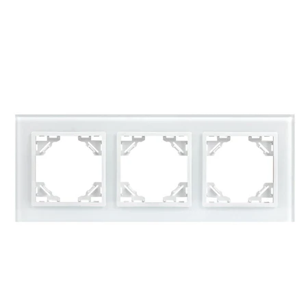 Минск Рамка 3-местная стеклянная белая EKF Basic ERM-G-403-10