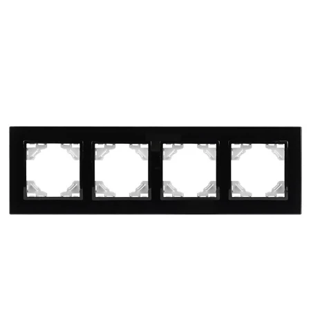 Минск Рамка 4-местная стеклянная черная EKF Basic ERM-G-404-70
