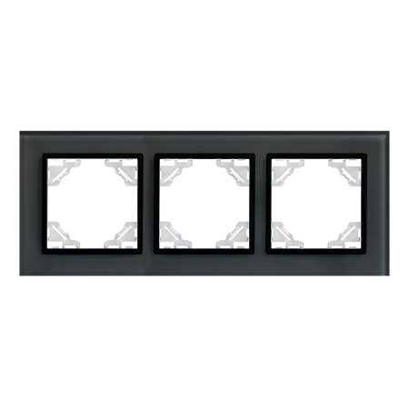 Минск Рамка 3-местная стеклянная черная EKF Basic ERM-G-403-70