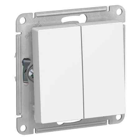 Переключатель двухклавишный проходной Systeme Electric AtlasDesign 10A 250V белый ATN000165