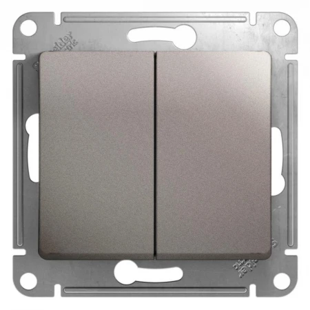 Выключатель двухклавишный Systeme Electric Glossa 10A 250V платина GSL001251