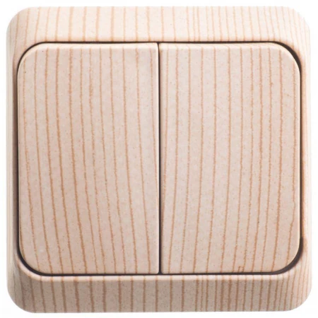 Выключатель двухклавишный Systeme Electric Этюд 10A 250V сосна BA10-002D