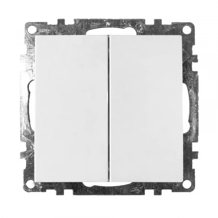 Выключатель двухклавишный Stekker Катрин белый GLS10-7104-01 39300