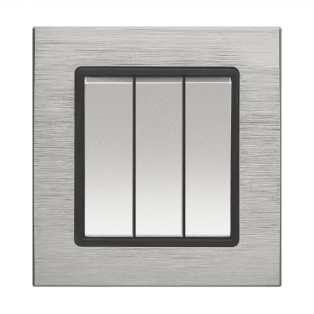 Выключатель трехклавишный Vesta-Electric Exclusive Silver Metallic серебро FVK050306STA