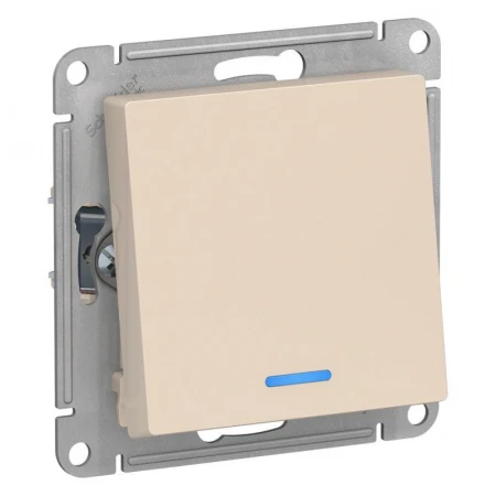Переключатель одноклавишный проходной Systeme Electric AtlasDesign 10A 250V с подсветкой бежевый ATN000263