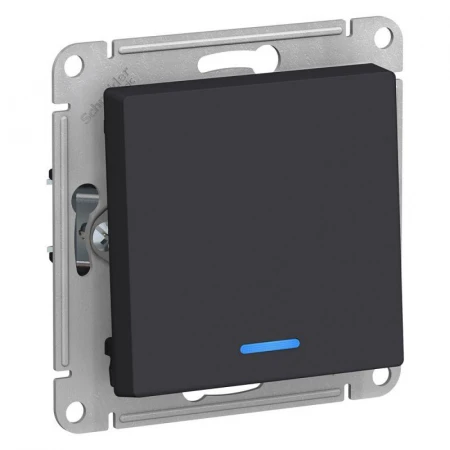 Выключатель одноклавишный Systeme Electric AtlasDesign 10A 250V с подсветкой карбон ATN001013