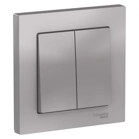 Выключатель двухклавишный Systeme Electric AtlasDesign 10A 250V алюминий ATN000352