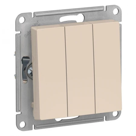 Выключатель трехклавишный Systeme Electric AtlasDesign 10A 250V бежевый ATN000231