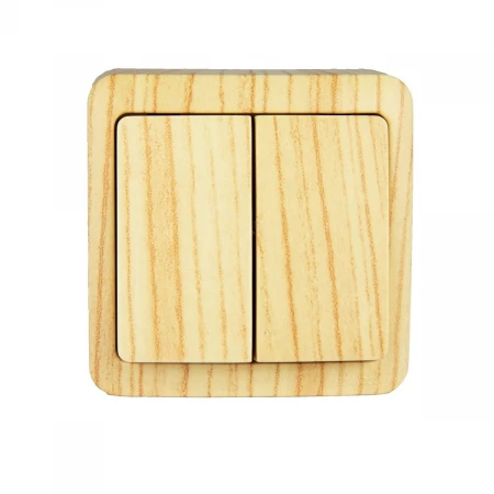 Выключатель двойной Lezard Viola беленый дуб 751-5200-101