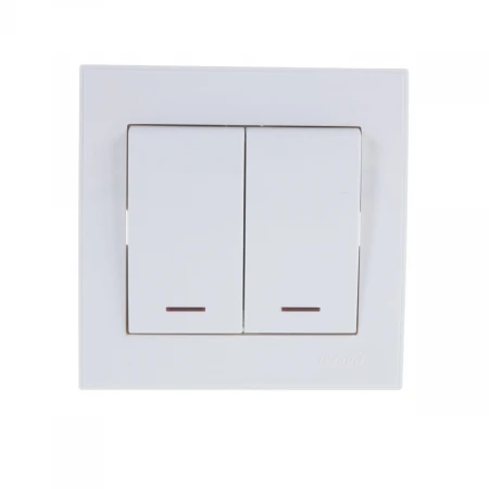 Выключатель двойной с подсветкой Lezard Rain белый 703-0202-112