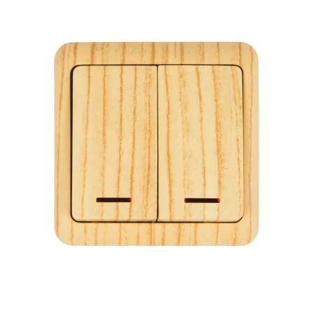 Выключатель двойной с подсветкой Lezard Viola беленый дуб 751-5200-112