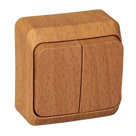 Выключатель двухклавишный Systeme Electric Этюд 10A 250V бук BA10-002T