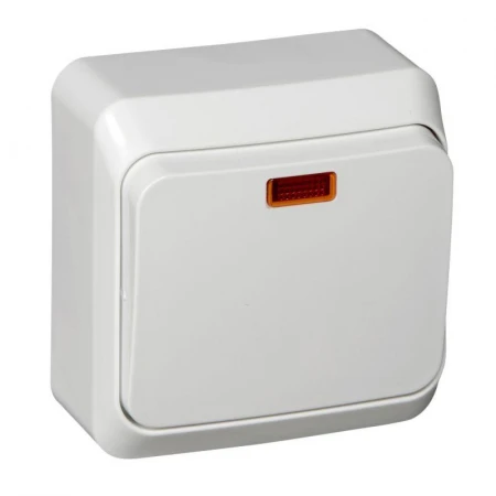 Переключатель одноклавишный проходной Systeme Electric Этюд 10A 250V с подсветкой белый BA10-007B