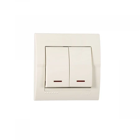 Выключатель двойной с подсветкой Lezard Deriy кремовый 702-0303-112