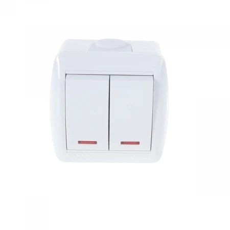 Выключатель двойной с подсветкой Lezard Nata белый 710-0200-112