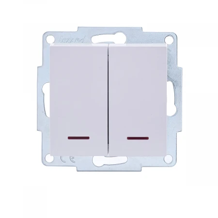 Выключатель двойной с подсветкой Lezard Vesna белый 742-0288-112