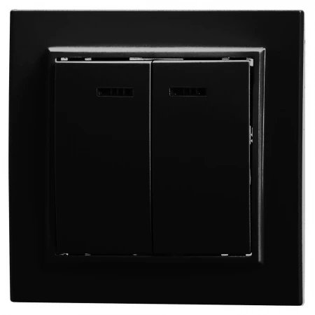 Выключатель двуклавишный Stekker Эрна с подсветкой черный PSW10-9002-03 39471