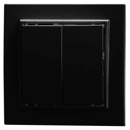 Выключатель двухклавишный Stekker Эрна черный PSW10-9004-03 39473