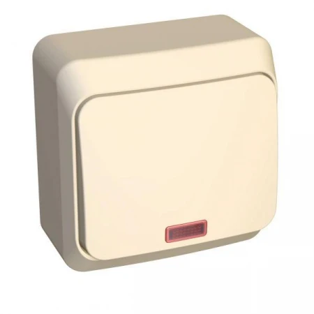 Выключатель одноклавишный Systeme Electric Этюд 10A 250V с подсветкой кремовый BA10-005K
