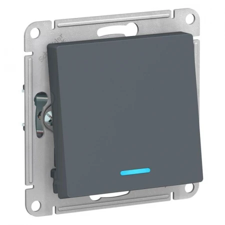 Переключатель одноклавишный проходной Systeme Electric AtlasDesign 10A 250V с подсветкой грифель ATN000763