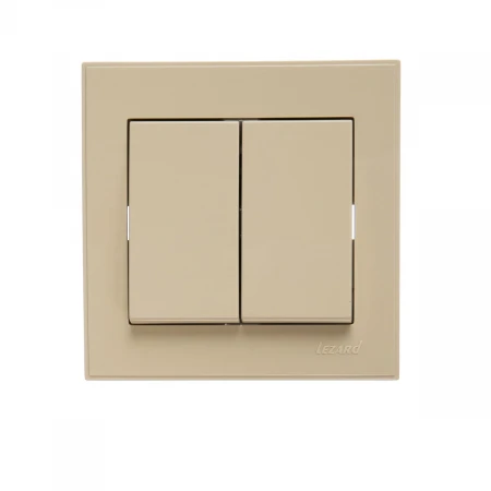 Выключатель двойной Lezard Rain кремовый 703-0303-101
