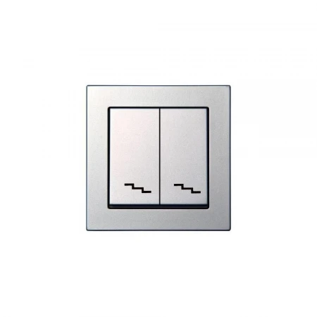 Переключатель двухклавишный Liregus серебро 28-179