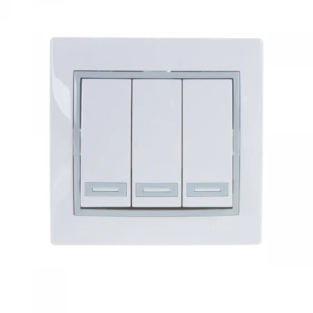 Выключатель тройной Lezard Mira белый с серой вставкой 701-0215-109