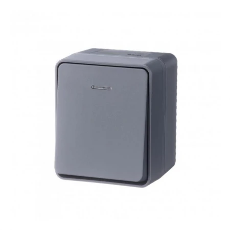 Выключатель одноклавишный Systeme Electric AtlasDesign 10A 250V с подсветкой антрацит ATN544013