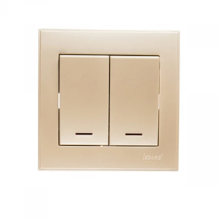 Выключатель двойной с подсветкой Lezard Rain белый жемчуг 703-3030-112