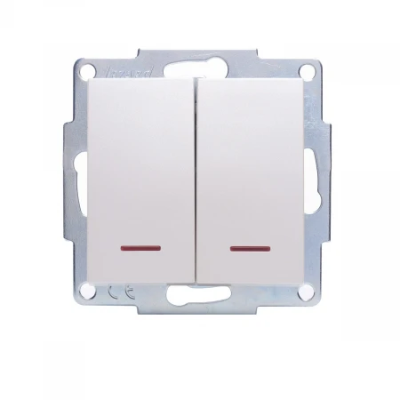 Выключатель двойной с подсветкой Lezard Vesna белый жемчуг 742-3088-112