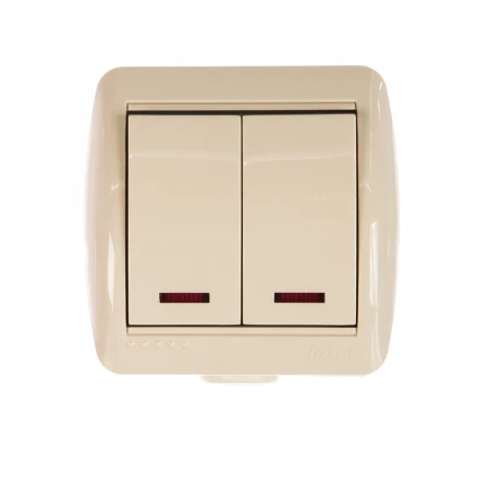 Выключатель двойной с подсветкой Lezard Nata кремовый 710-0300-112