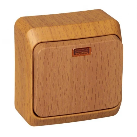 Выключатель одноклавишный Systeme Electric Этюд 10A 250V с подсветкой бук BA10-005T