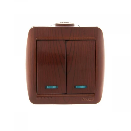 Выключатель двойной с подсветкой Lezard Nata вишня 710-0600-112