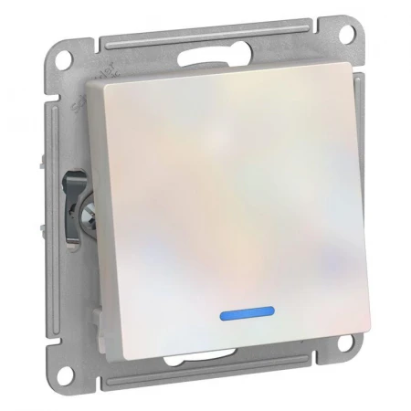 Переключатель одноклавишный проходной Systeme Electric AtlasDesign 10A 250V с подсветкой жемчужный ATN000463