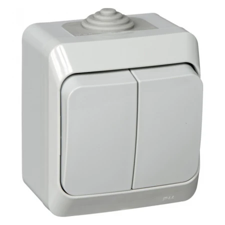 Выключатель двухклавишный Systeme Electric Этюд 10A 250V серый BA10-042C