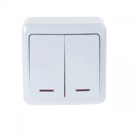 Выключатель двойной с подсветкой Lezard Viola белый 751-0200-112