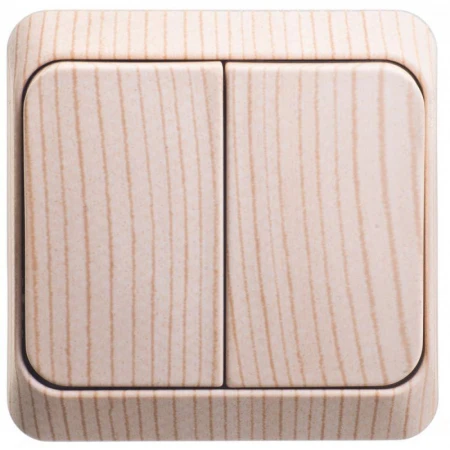 Выключатель двухклавишный Systeme Electric Этюд 10A 250V с подсветкой сосна BA10-006D