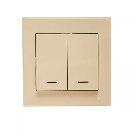 Выключатель двойной с подсветкой Lezard Rain кремовый 703-0303-112