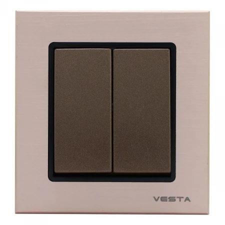 Выключатель двухклавишный Vesta-Electric Exclusive Champagne Metallic шампань FVK050204BSH