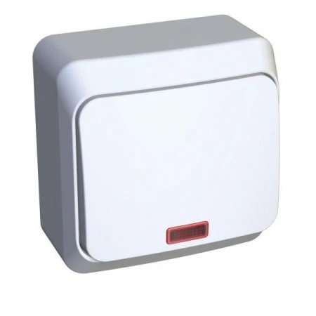 Выключатель одноклавишный Systeme Electric Этюд 10A 250V с подсветкой белый BA10-005B