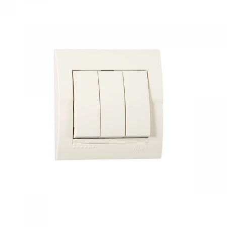 Выключатель тройной Lezard Deriy кремовый 702-0303-109