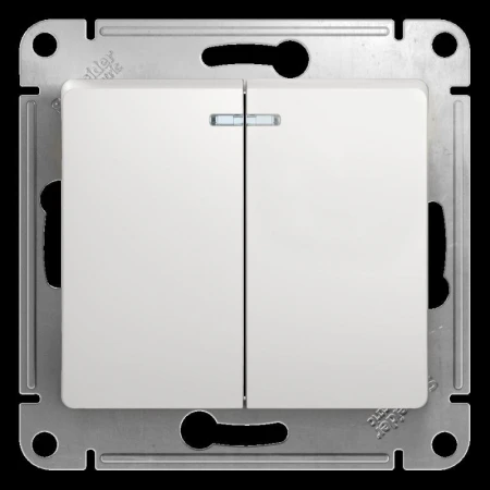 Выключатель двухклавишный Systeme Electric Glossa 10A 250V с подсветкой белый GSL000153